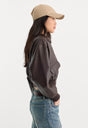THE BETTER THAN LEATHER BOMBER JACKET | ESPRESSO-2 | GOOD AMERICAN | MODEL