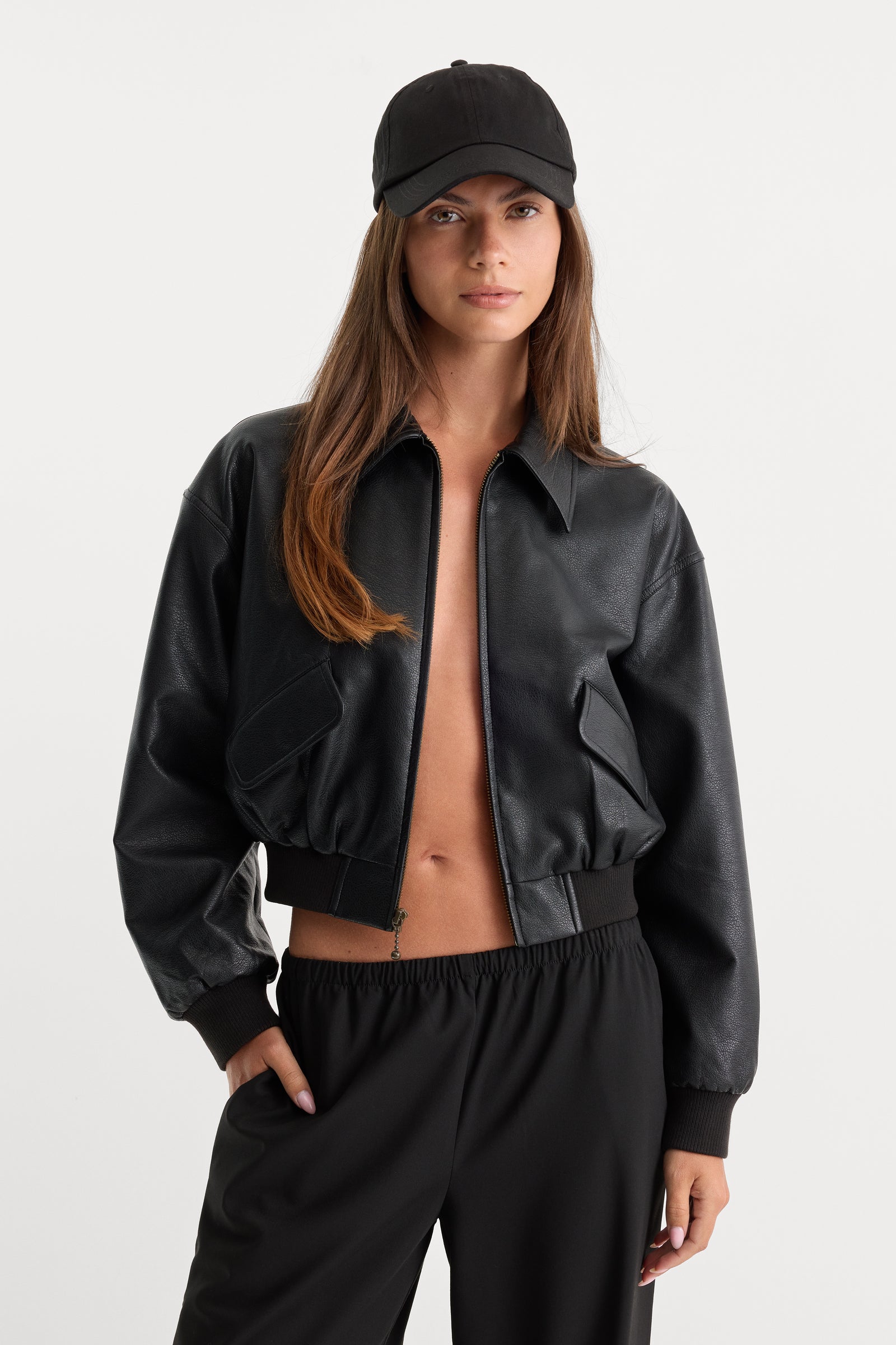 THE BETTER THAN LEATHER BOMBER JACKET | BLACK001