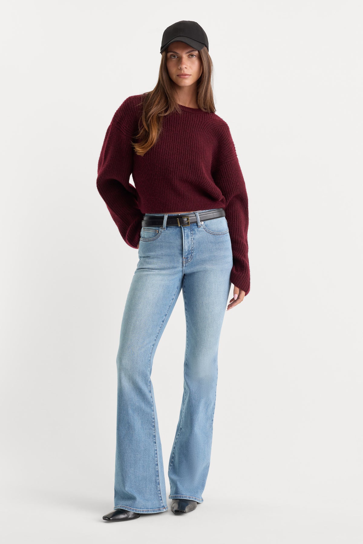 GOOD LEGS FLARE JEANS | INDIGO1290-1 | GOOD AMERICAN | MODEL_A
