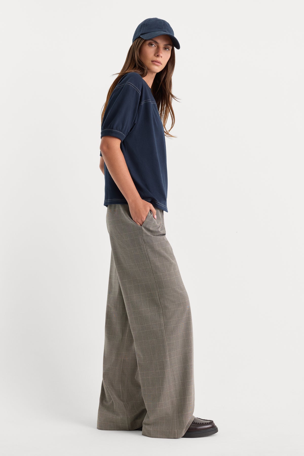 THE PLAID PULL ON TROUSER | MINI PLAID-2 | GOOD AMERICAN | MODEL_A