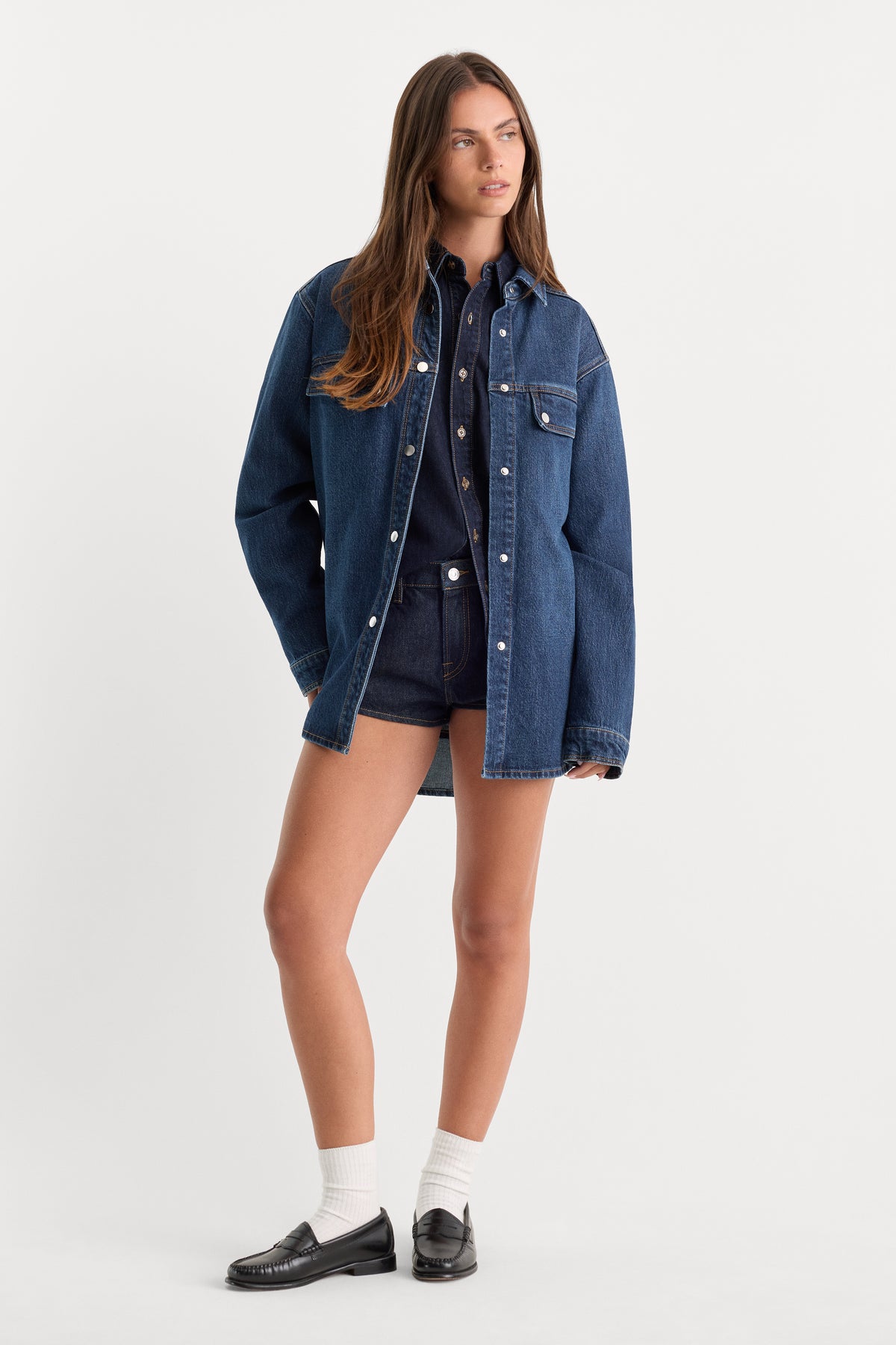 THE DENIM OVERSHIRT | BOUNCE-5 | GOOD AMERICAN | MODEL_A