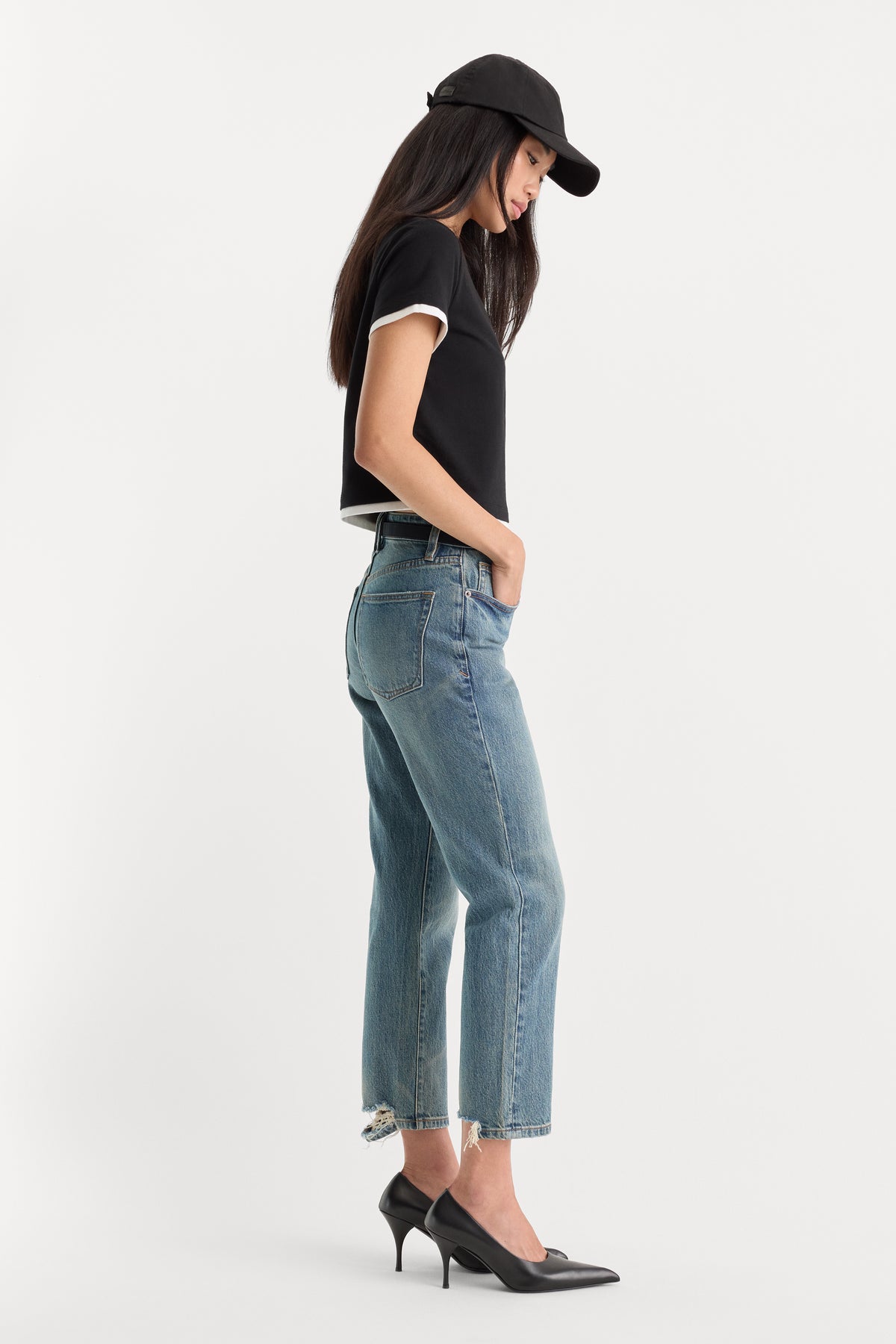 VINTAGE STRAIGHT ANKLE JEANS | OAK-3 | GOOD AMERICAN | MODEL_A