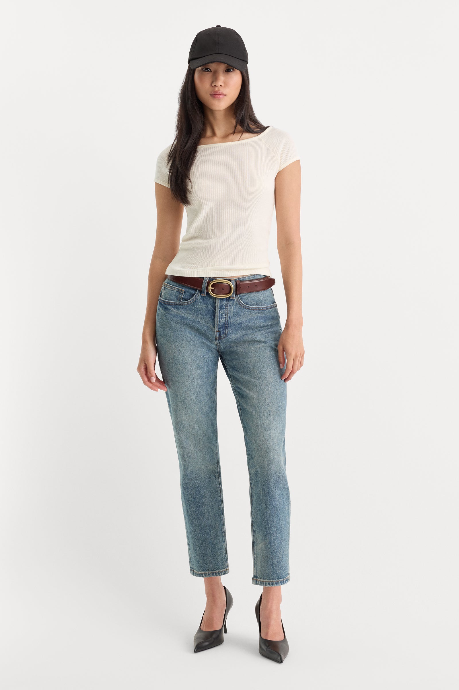 THE VARIEGATED RIB TOP | CHALK