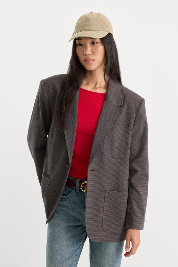 THE OVERSIZED BLAZER | CHARCOAL MINI HOUNDSTOOTH