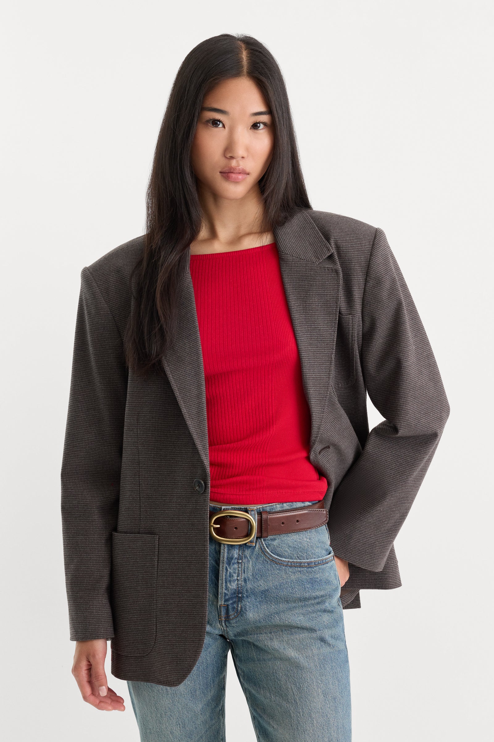 THE OVERSIZED BLAZER | CHARCOAL MINI HOUNDSTOOTH