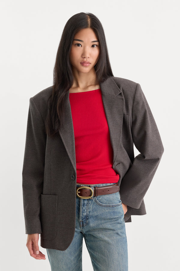 THE OVERSIZED BLAZER | CHARCOAL MINI HOUNDSTOOTH