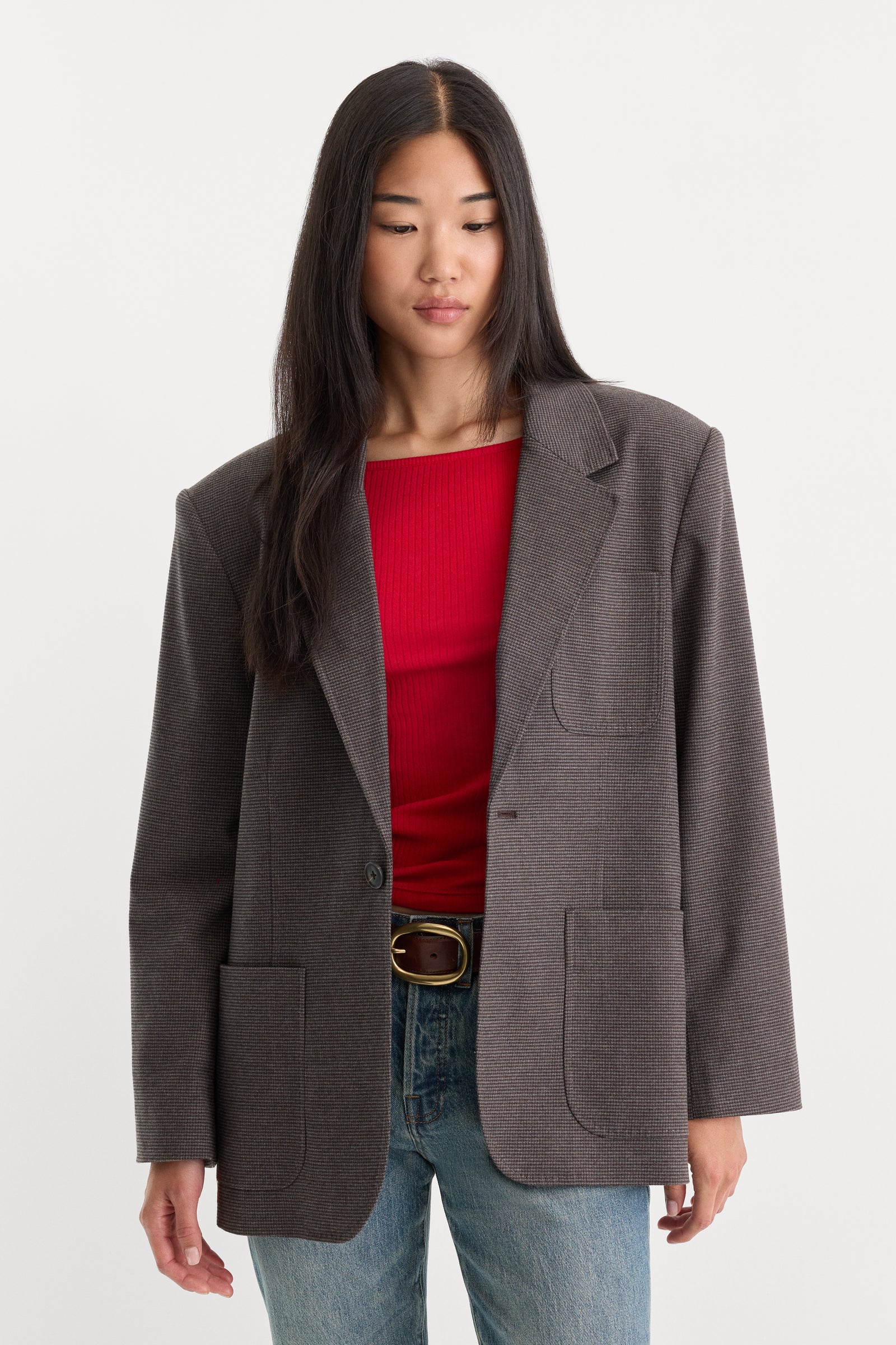 THE OVERSIZED BLAZER | CHARCOAL MINI HOUNDSTOOTH