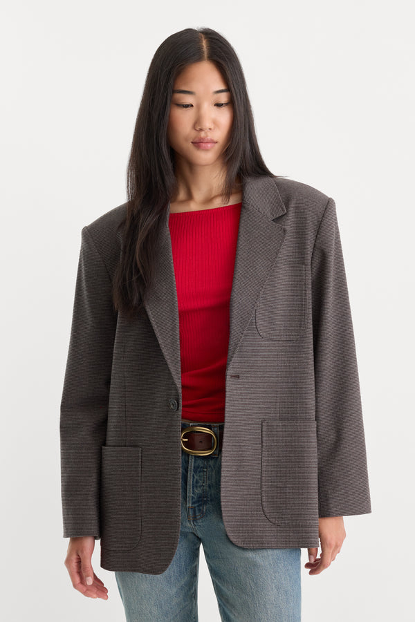 THE OVERSIZED BLAZER | CHARCOAL MINI HOUNDSTOOTH