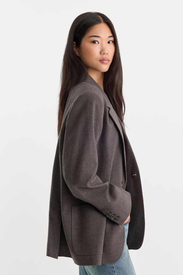 THE OVERSIZED BLAZER | CHARCOAL MINI HOUNDSTOOTH