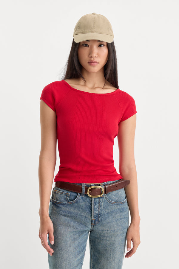 THE VARIEGATED RIB TOP | CRIMSON ROSE
