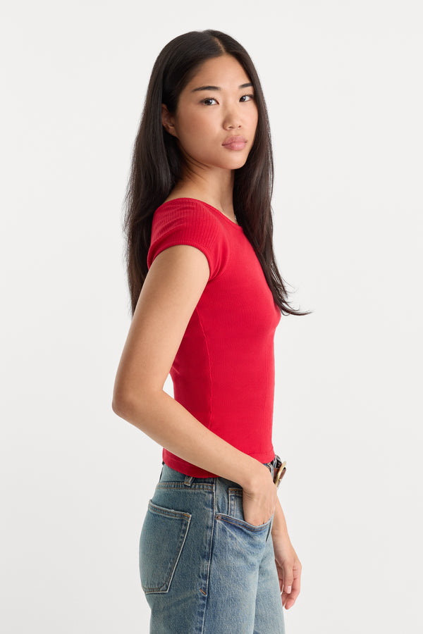 THE VARIEGATED RIB TOP | CRIMSON ROSE