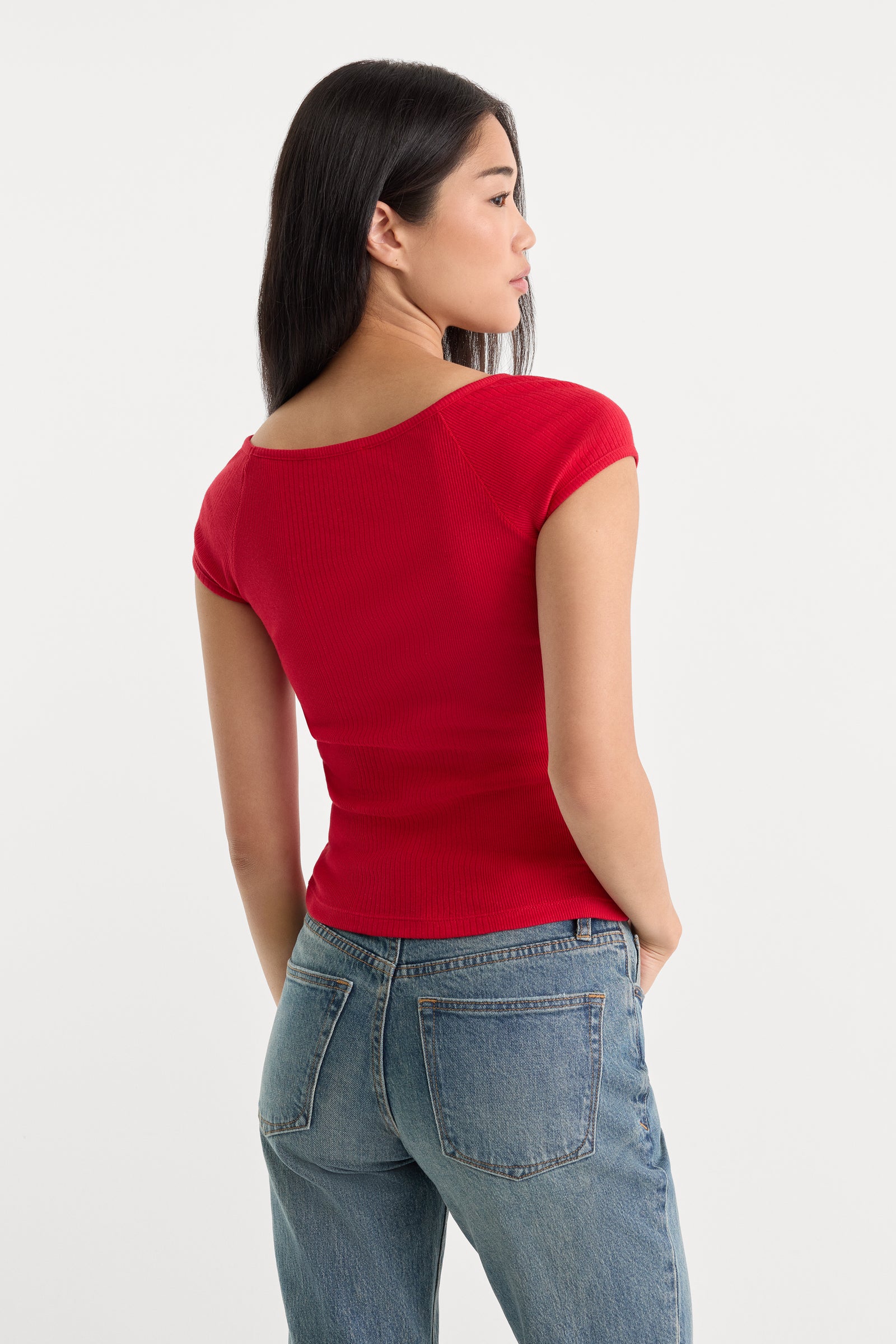 THE VARIEGATED RIB TOP | CRIMSON ROSE
