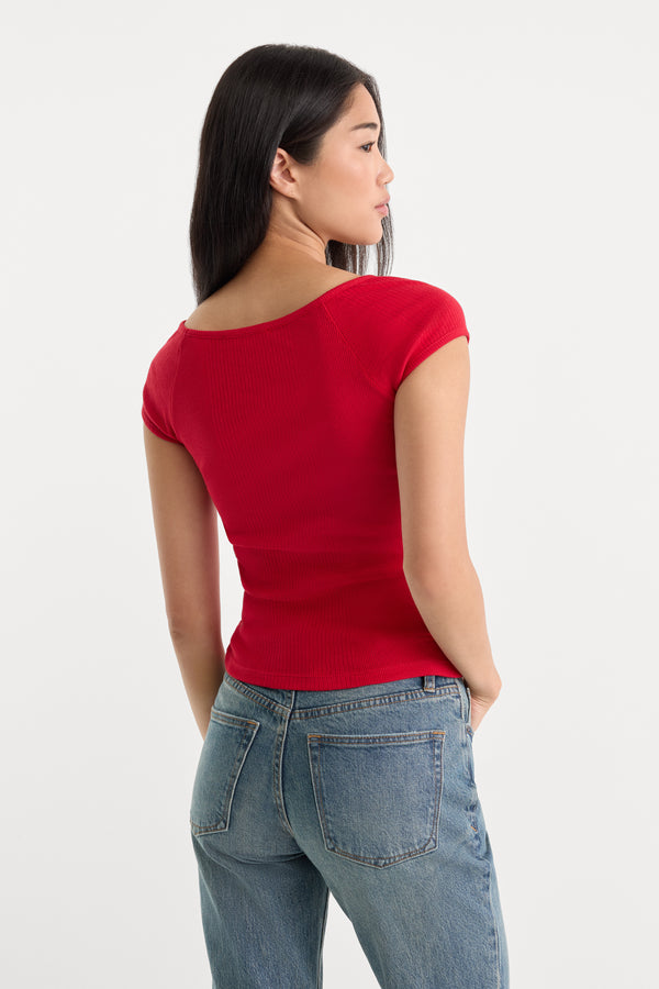 THE VARIEGATED RIB TOP | CRIMSON ROSE