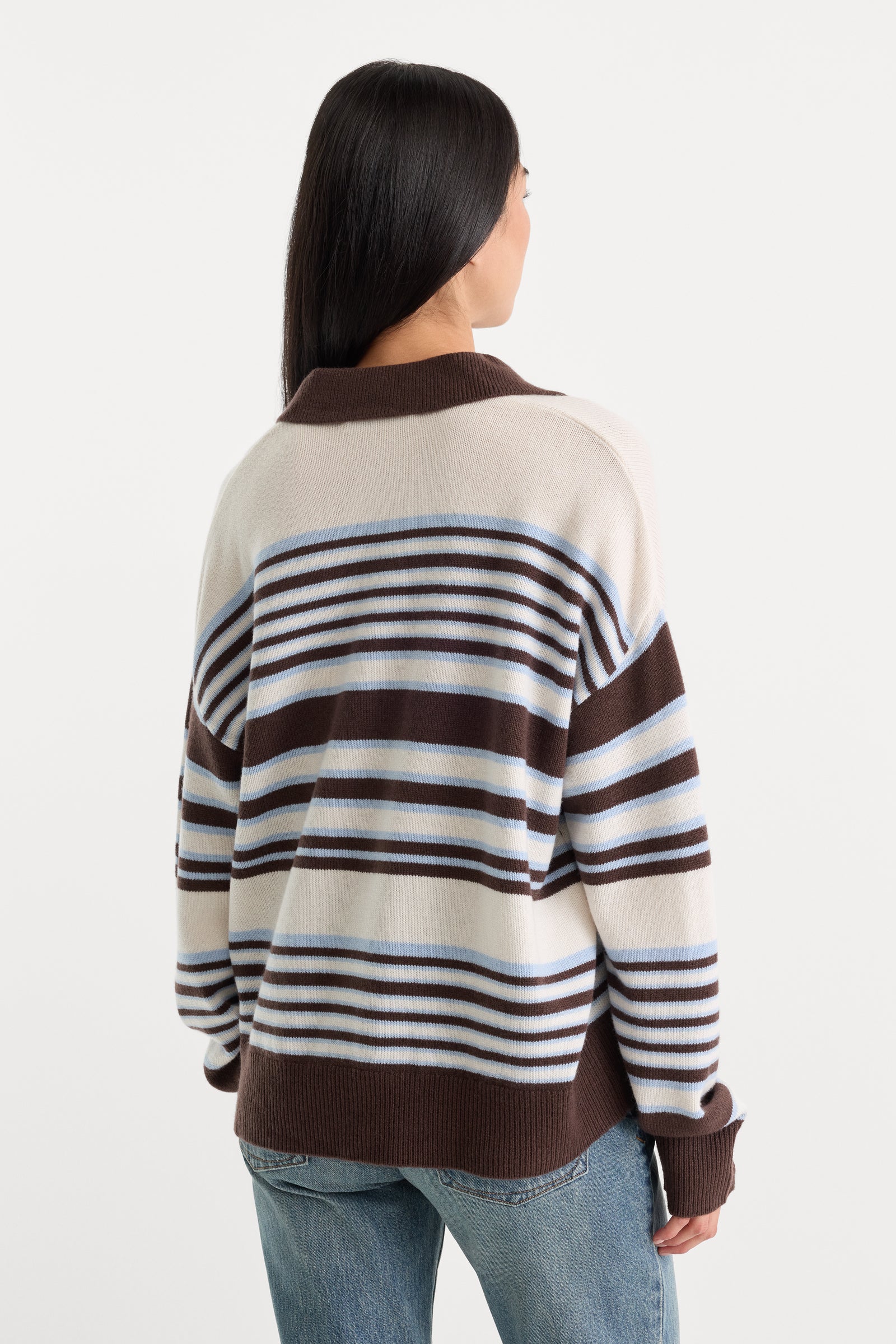 THE OVERSIZED RUGBY SWEATER | MOCHA STRIPE