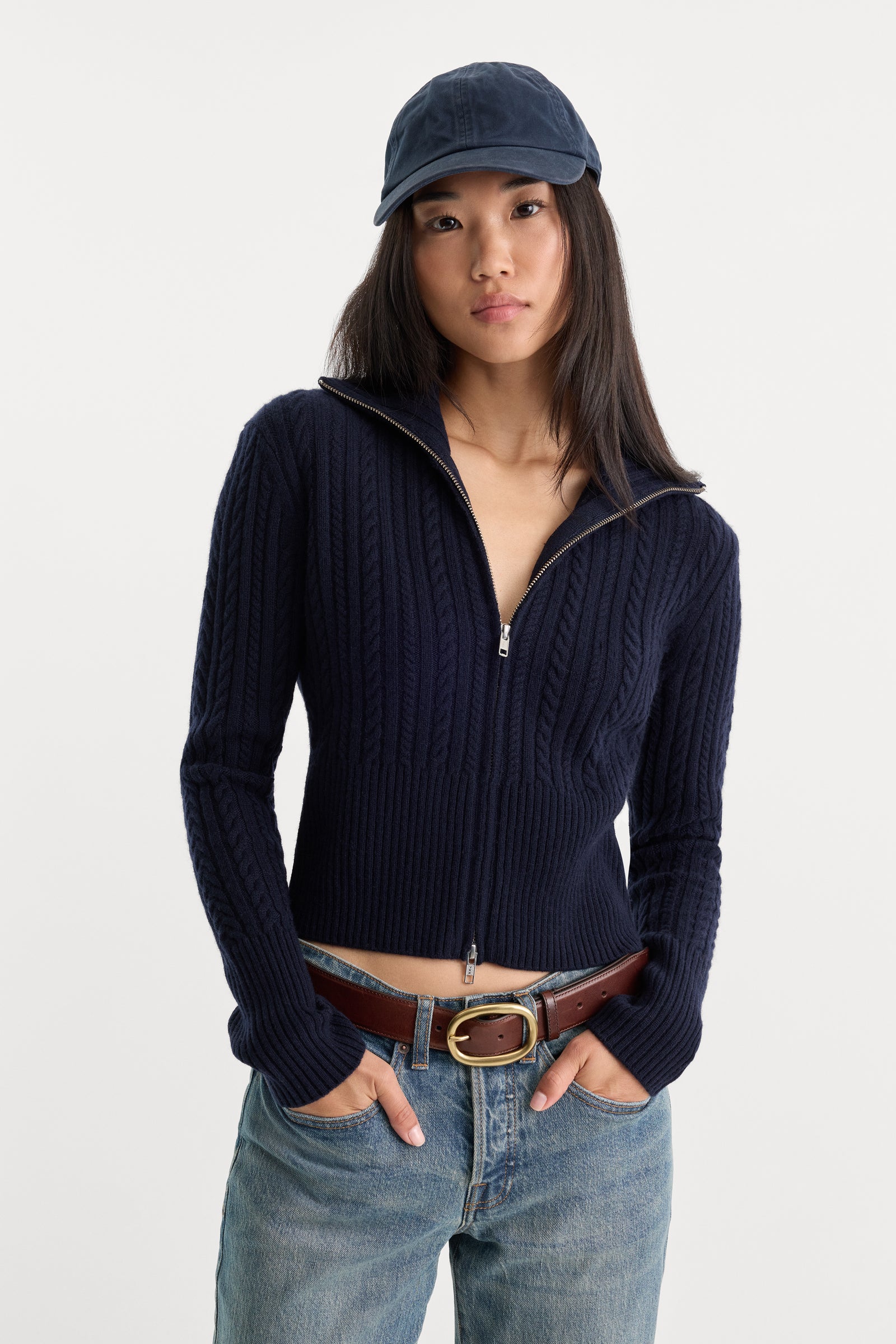 THE CABLE ZIP UP | NEW NAVY002