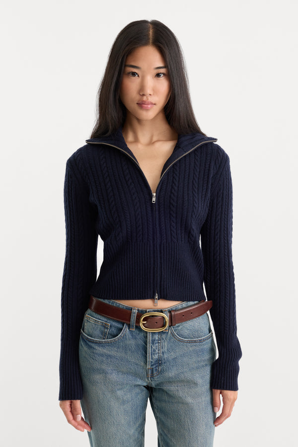 THE CABLE ZIP UP | NEW NAVY002