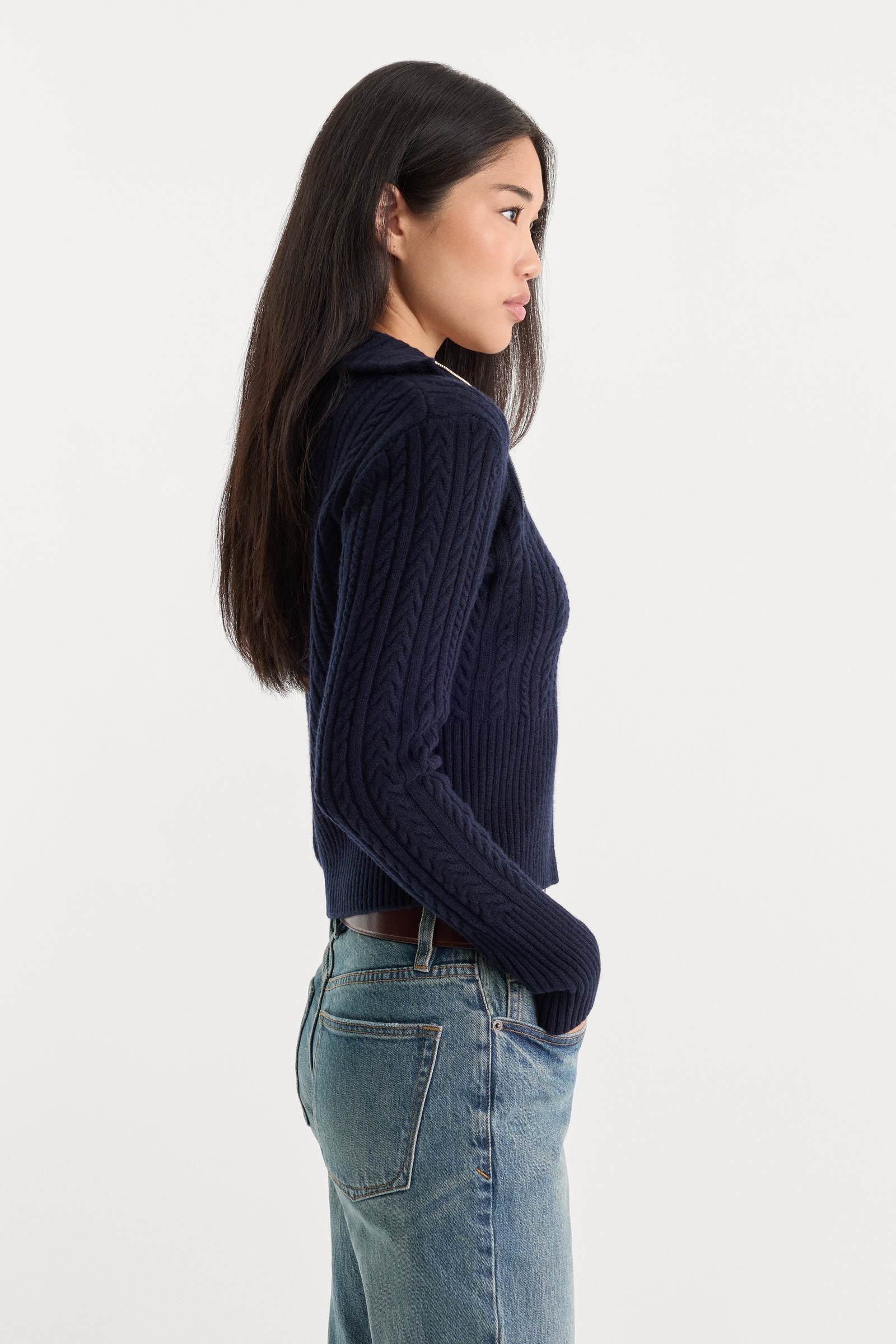 THE CABLE ZIP UP | NEW NAVY002
