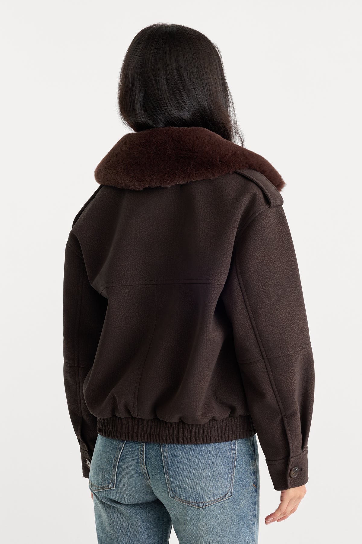 THE BETTER THAN LEATHER BOMBER JACKET | ESPRESSO-5 | GOOD AMERICAN | MODEL_A