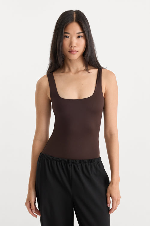 THE SCULPTING MODERN TANK BODYSUIT | ESPRESSO