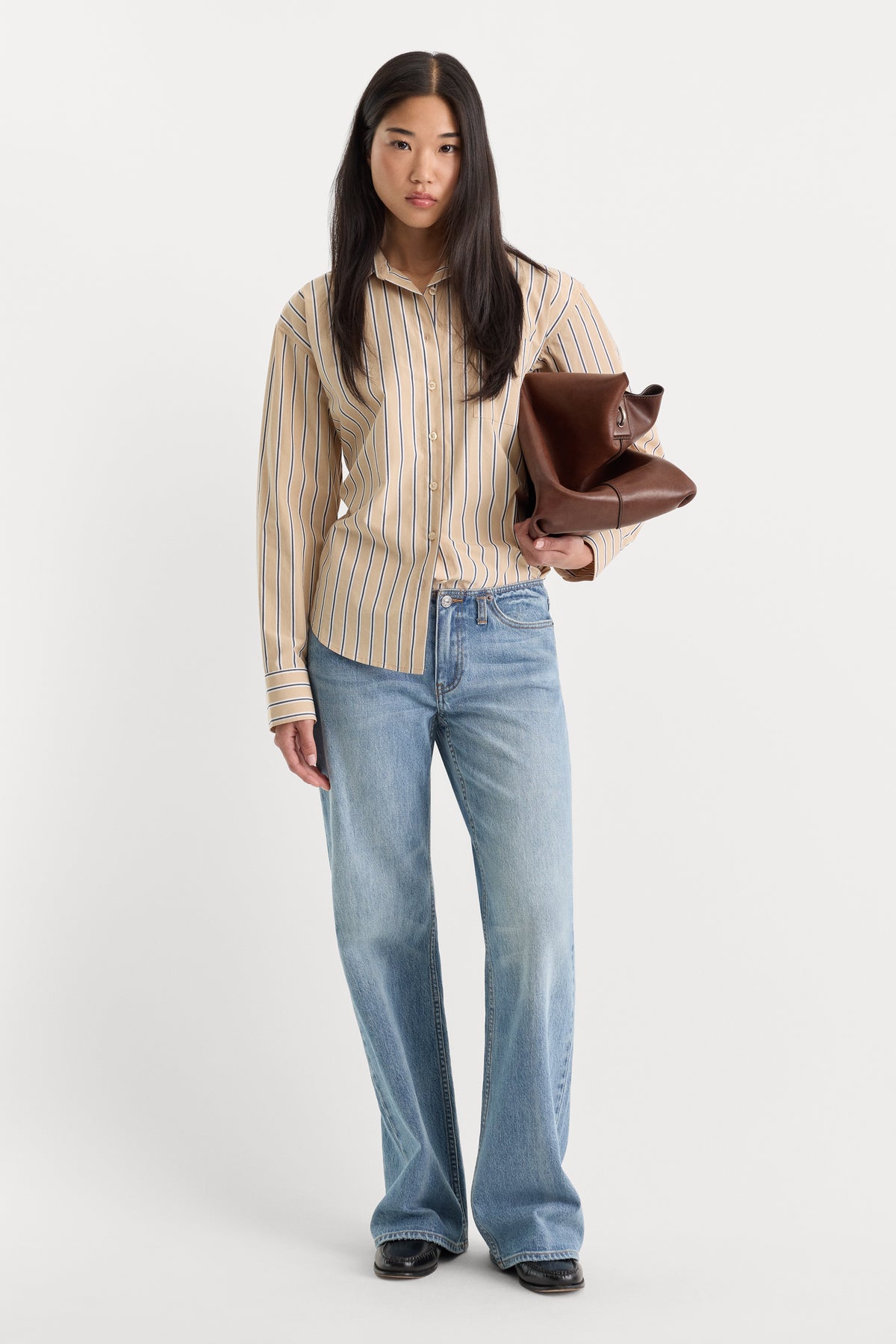 THE POPLIN EASY SHIRT | DUNE MULTI STRIPE-3 | GOOD AMERICAN | MODEL_A