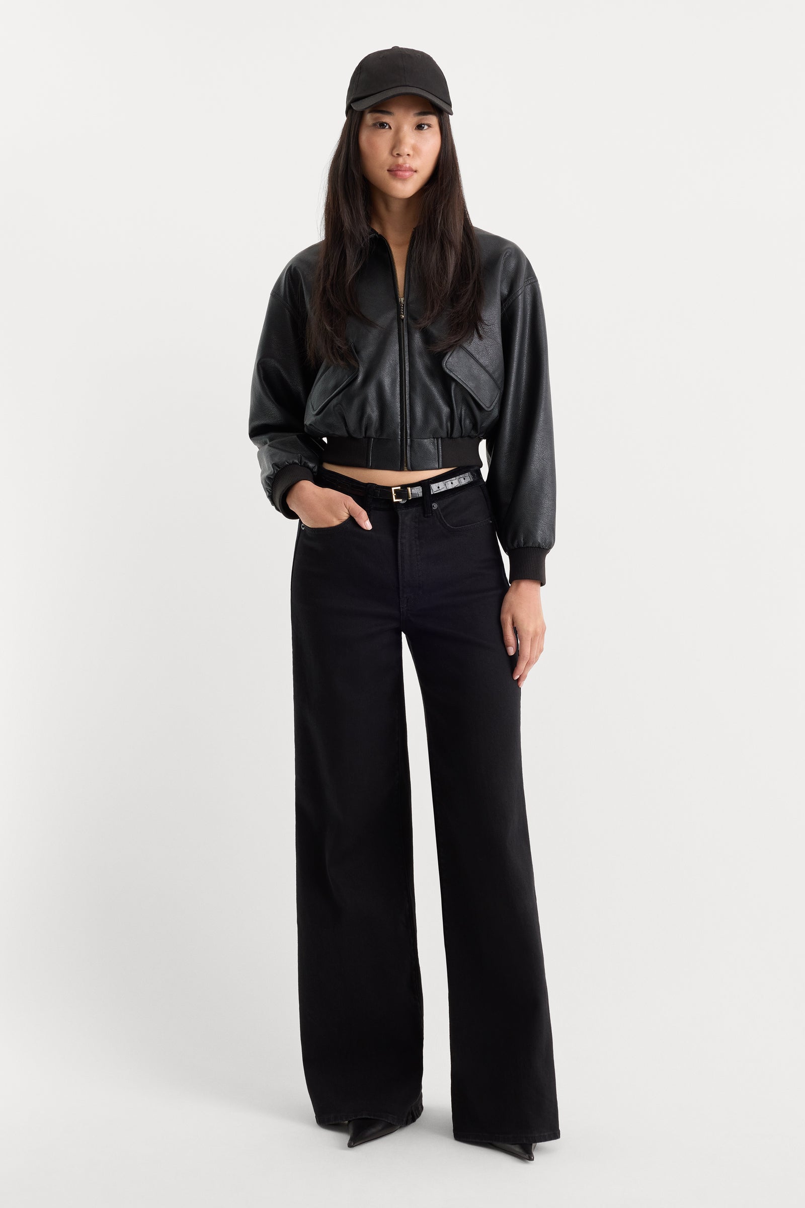 GOOD WAIST PALAZZO JEANS | BLACK001