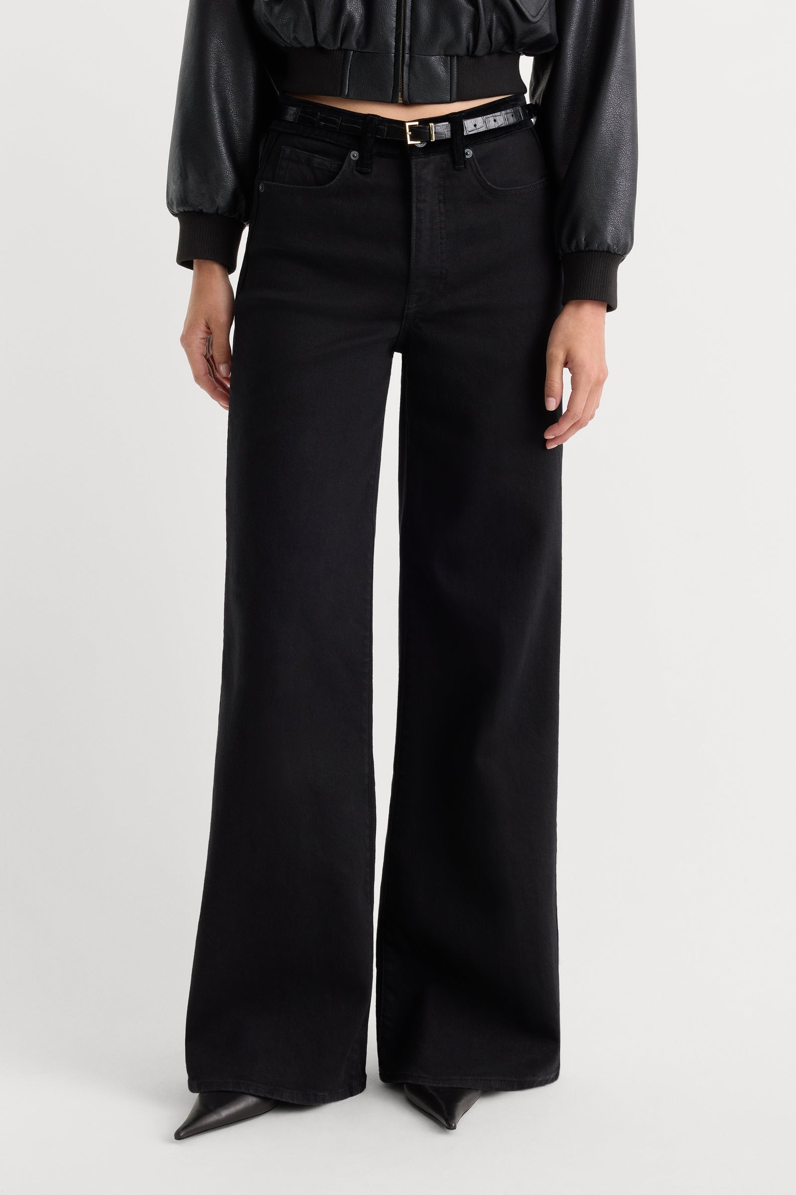 GOOD WAIST PALAZZO JEANS | BLACK001