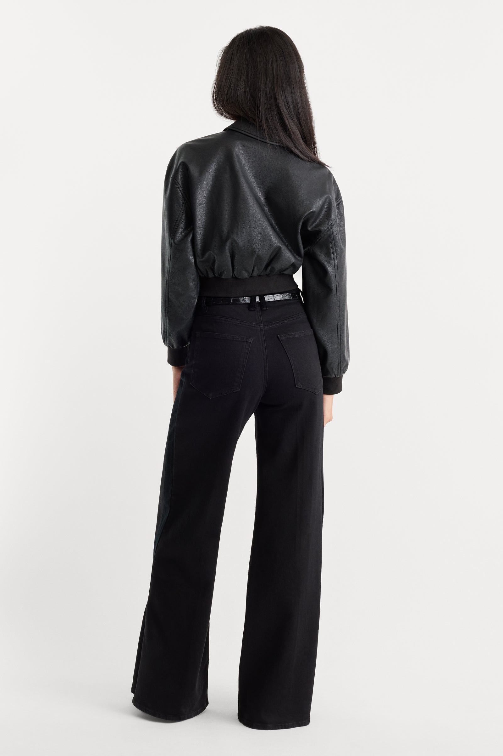 GOOD WAIST PALAZZO JEANS | BLACK001
