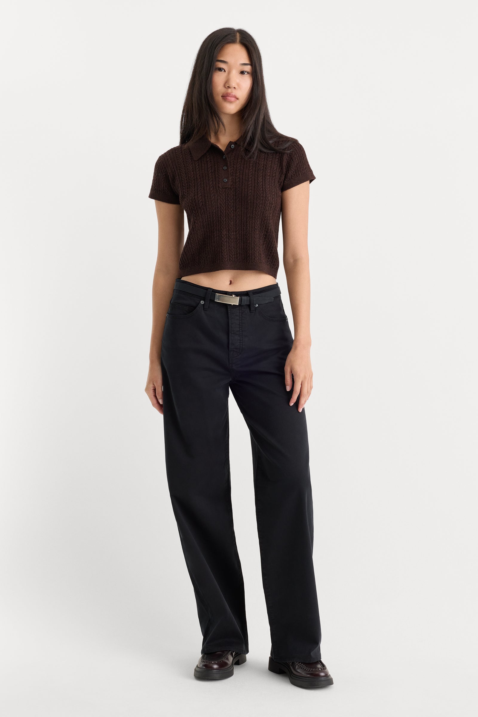 TWILL VINTAGE WIDE | BLACK001-1 | GOOD AMERICAN | MODEL