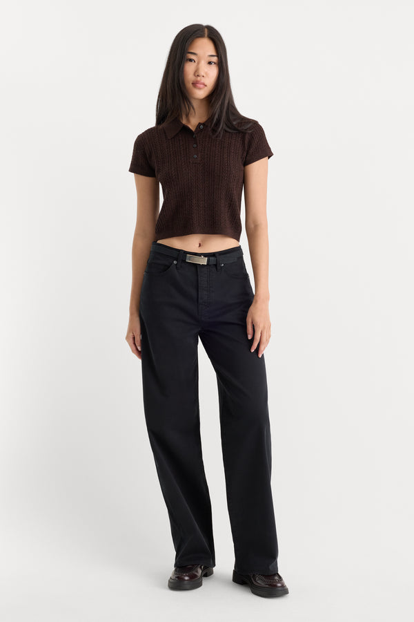 TWILL VINTAGE WIDE | BLACK001-1 | GOOD AMERICAN | MODEL