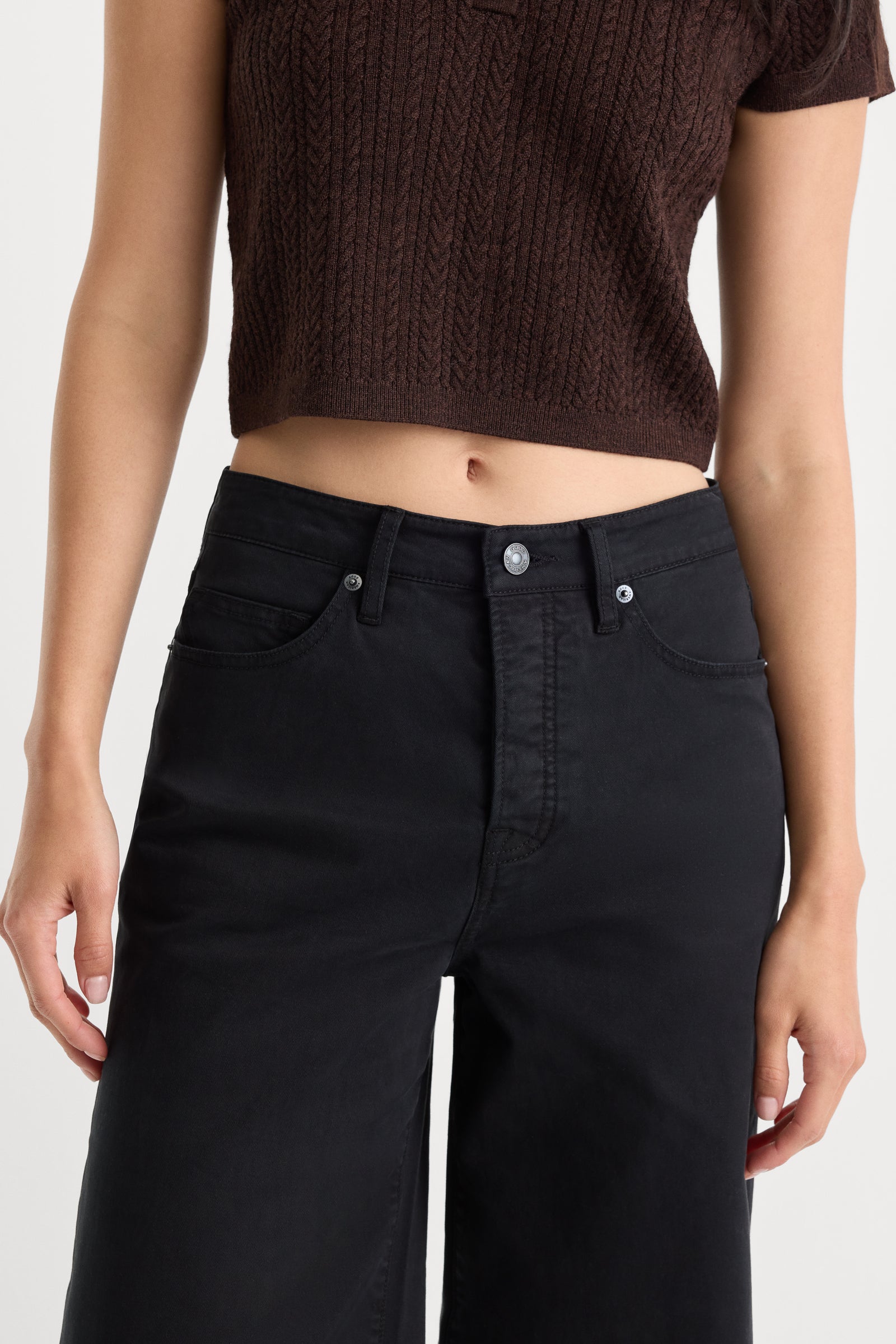 TWILL VINTAGE WIDE | BLACK001-4 | GOOD AMERICAN | MODEL