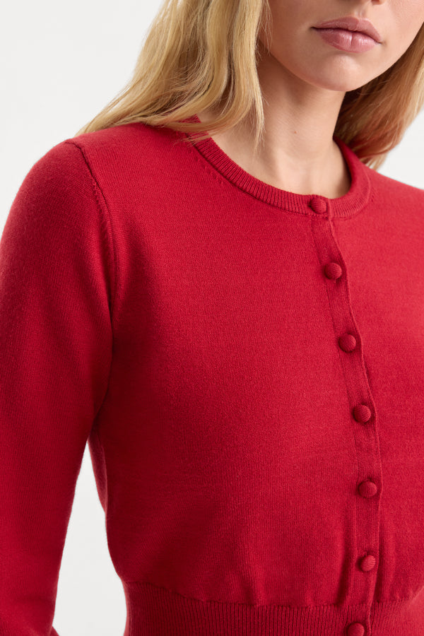 THE FINE KNIT CARDIGAN | CRIMSON ROSE