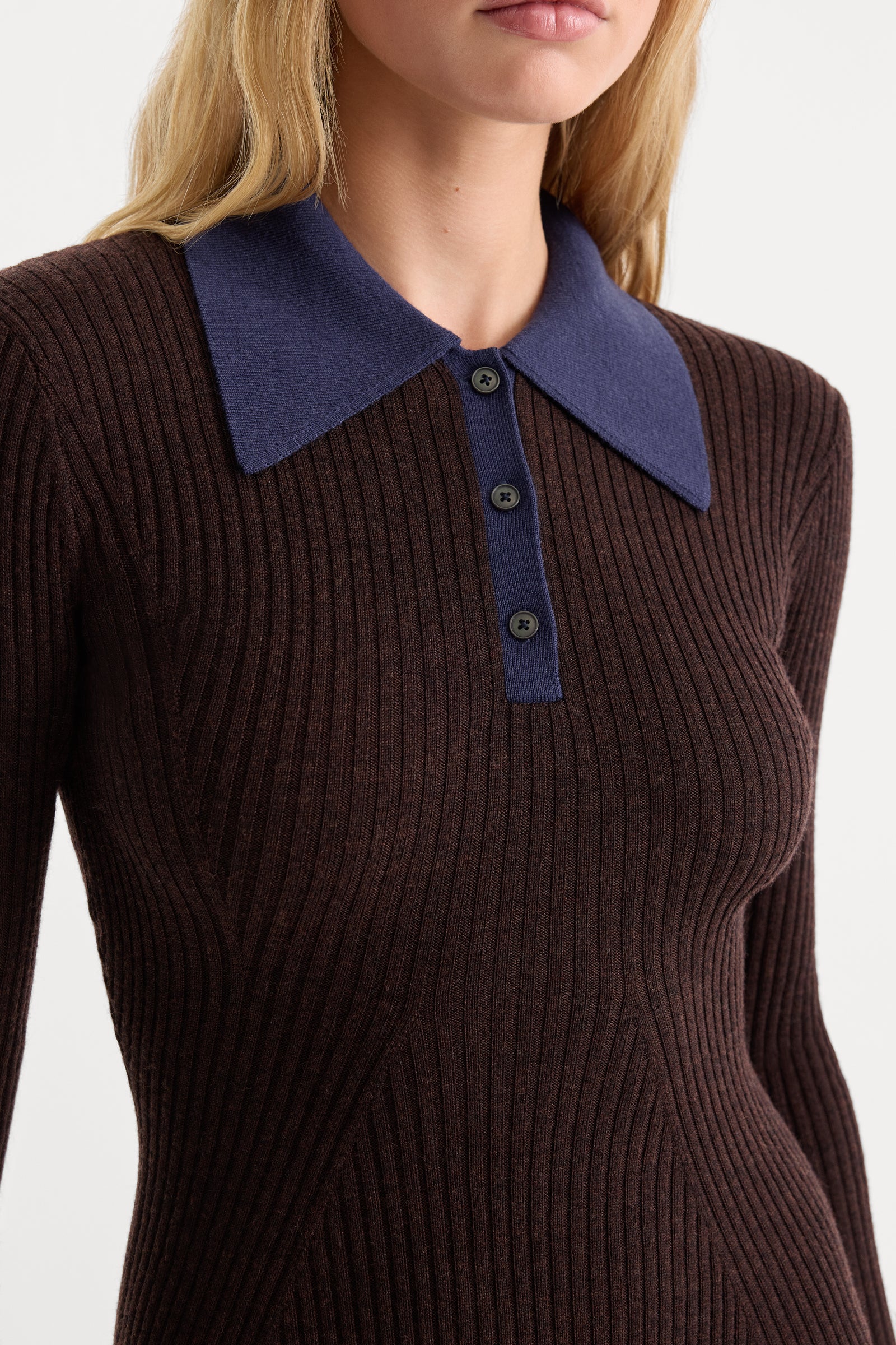 THE KNIT POLO MINI DRESS | ESPRESSO