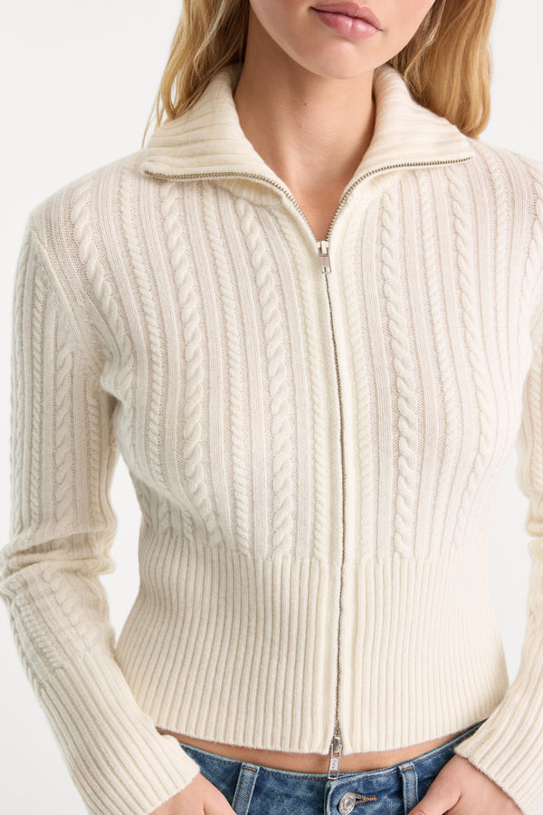 THE CABLE ZIP UP | CHALK