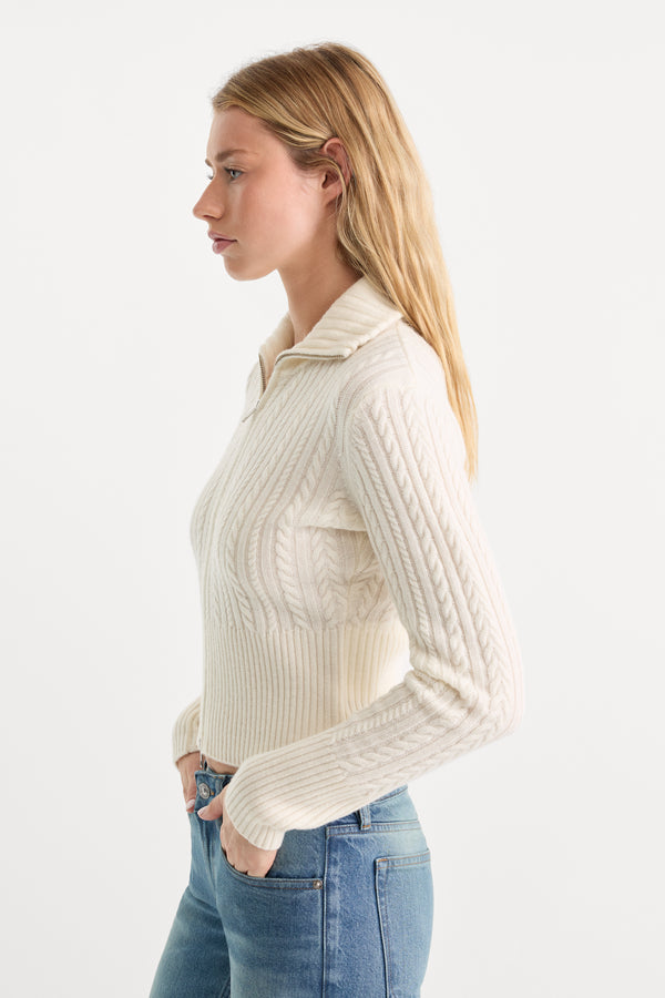THE CABLE ZIP UP | CHALK