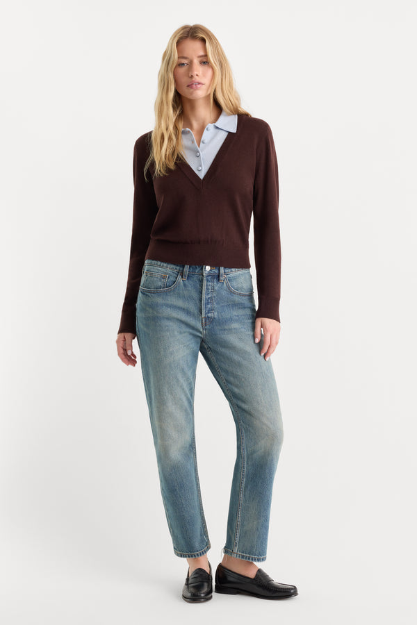 THE TWO IN ONE SWEATER | MOCHA WITH SKY