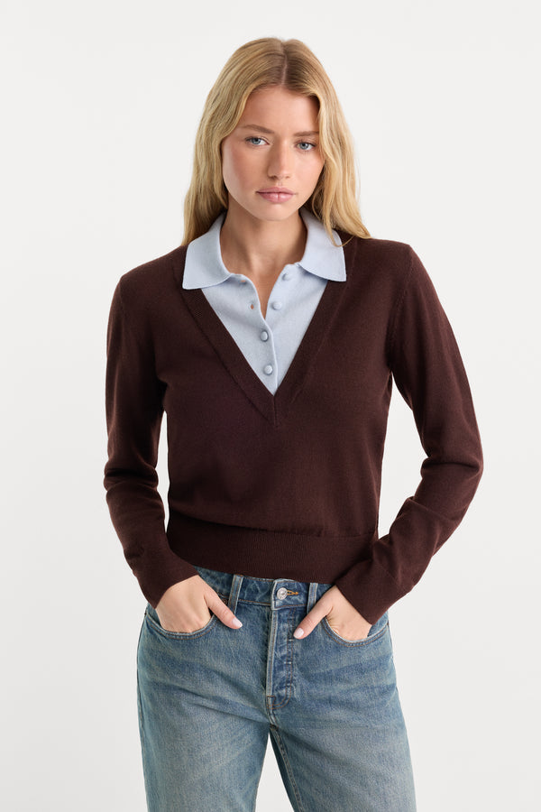 THE TWO IN ONE SWEATER | MOCHA WITH SKY
