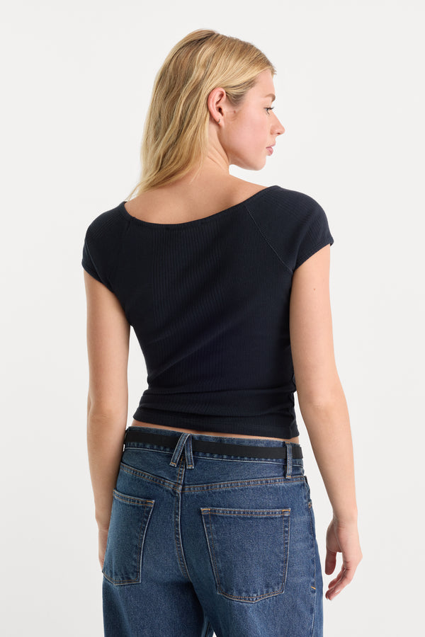 THE VARIEGATED RIB TOP | NEW NAVY002