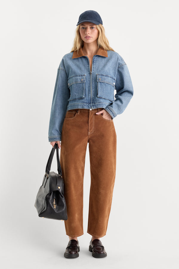 THE DENIM SWING CROPPED JACKET | AMBER