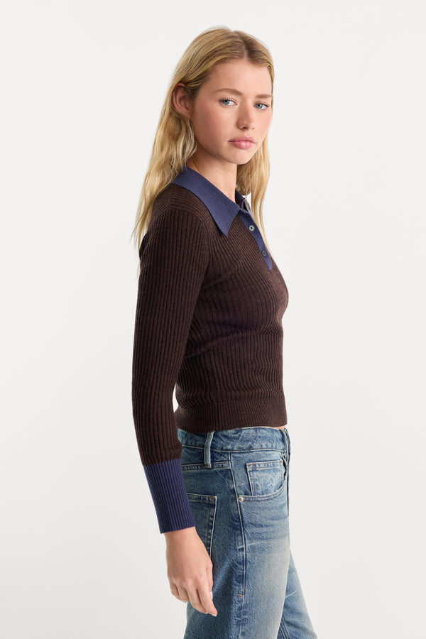 THE KNIT POLO SWEATER | ESPRESSO