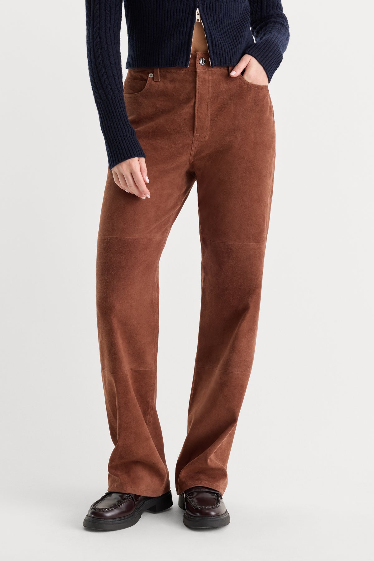 SUEDE GOOD TRUE STRAIGHT PANT | CAFE CLAY-2 | GOOD AMERICAN | MODEL_A
