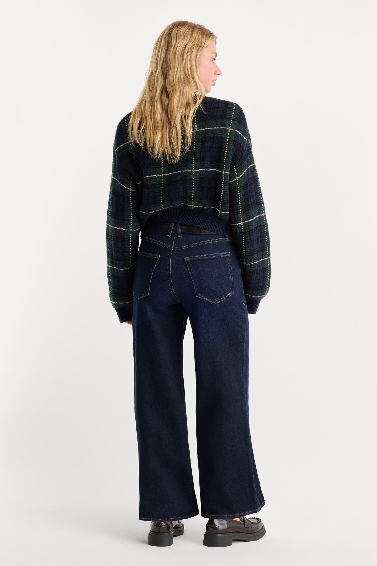 GOOD WAIST PALAZZO ANKLE JEANS | RINSE-3 | GOOD AMERICAN | MODEL