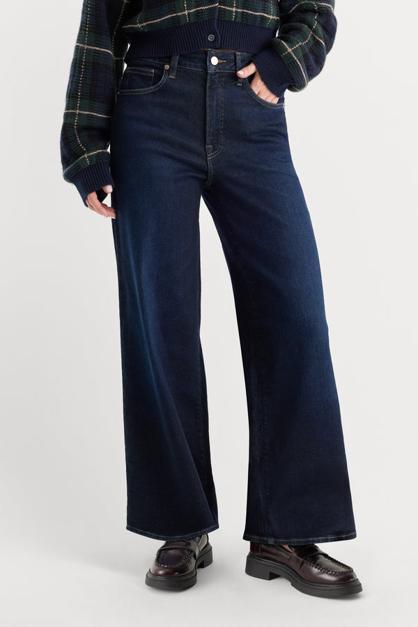 GOOD WAIST PALAZZO ANKLE JEANS | RINSE-2 | GOOD AMERICAN | MODEL