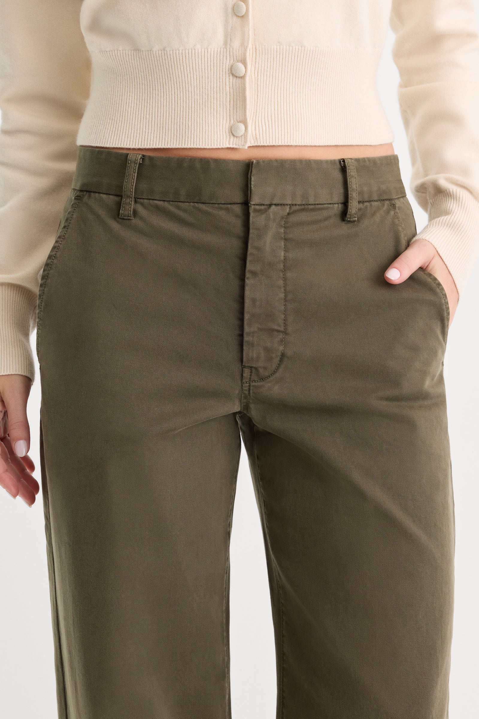LOW SLUNG BAGGY TROUSER | WASHED FATIGUE GREEN-4 | GOOD AMERICAN | MODEL