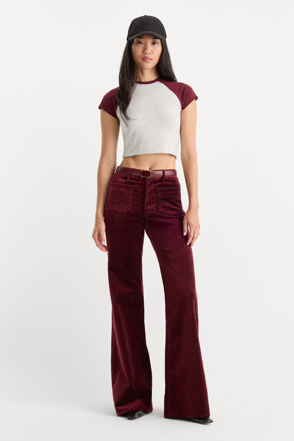 VELVET GOOD WAIST PALAZZO PANT | BERRY NOIR