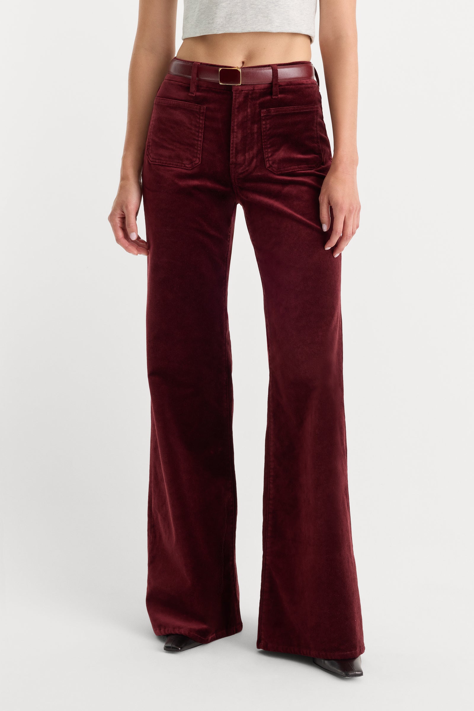VELVET GOOD WAIST PALAZZO PANT | BERRY NOIR