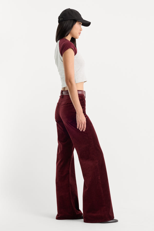 VELVET GOOD WAIST PALAZZO PANT | BERRY NOIR
