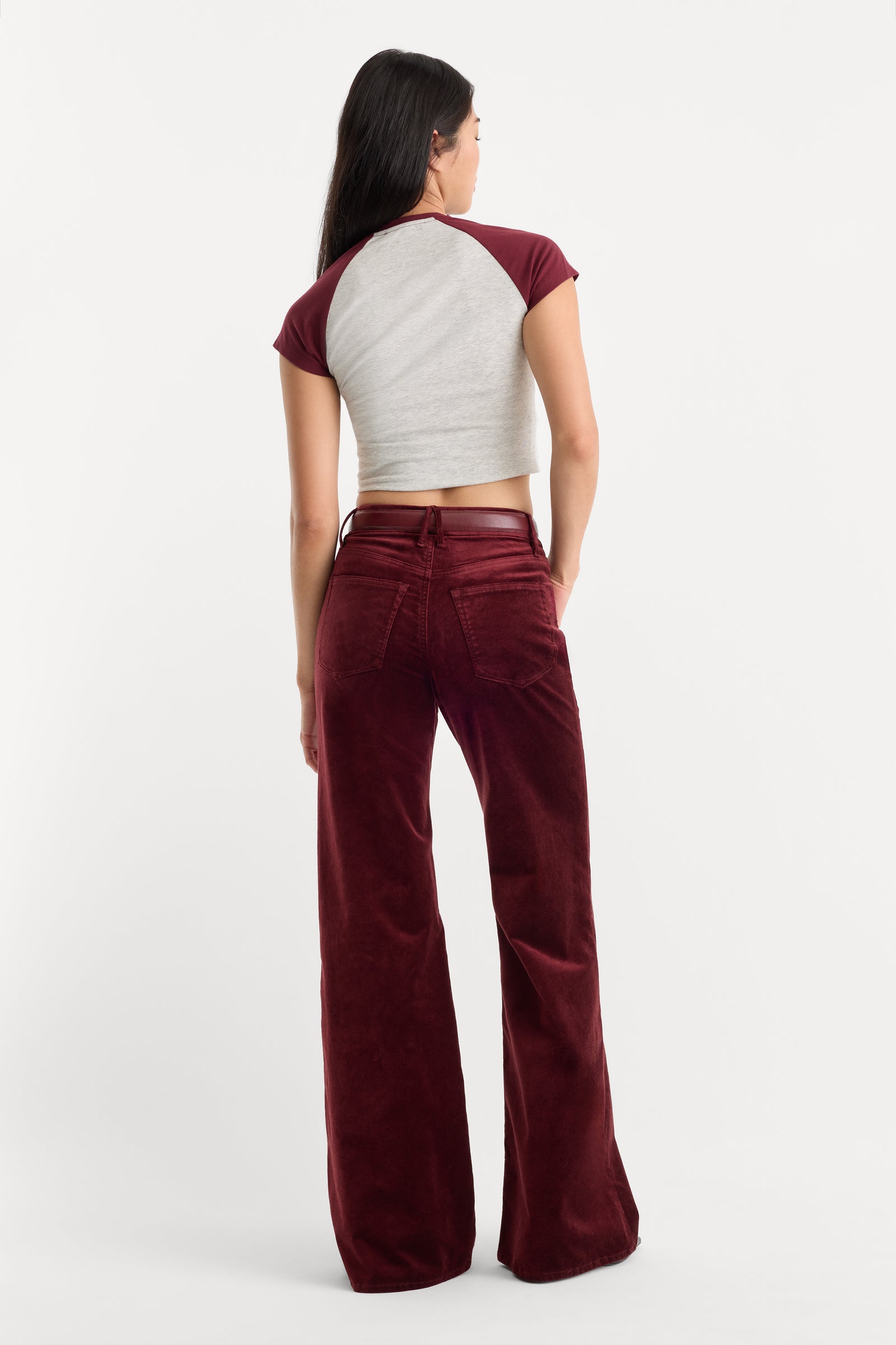 VELVET GOOD WAIST PALAZZO PANT | BERRY NOIR