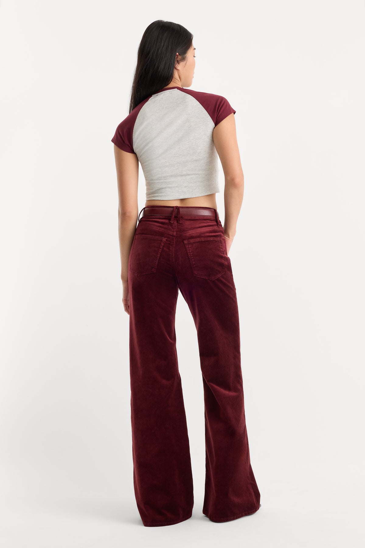 VELVET GOOD WAIST PALAZZO PANT | BERRY NOIR-5 | GOOD AMERICAN | MODEL_A