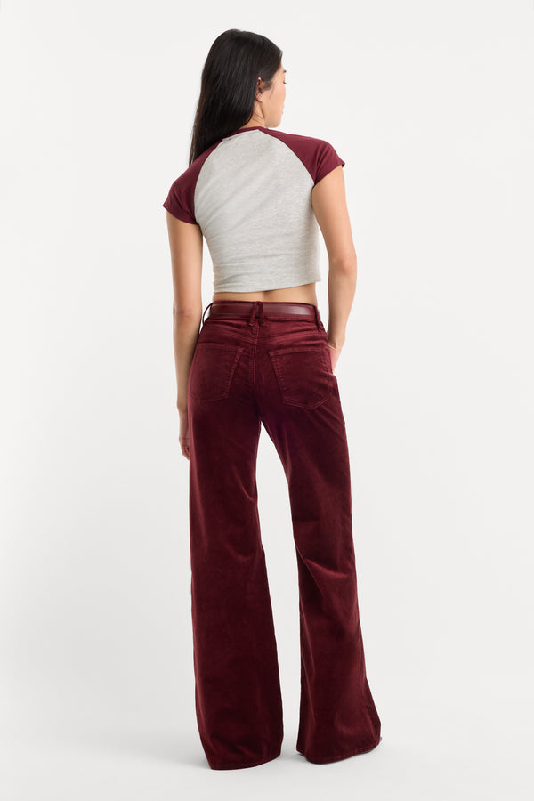 VELVET GOOD WAIST PALAZZO PANT | BERRY NOIR