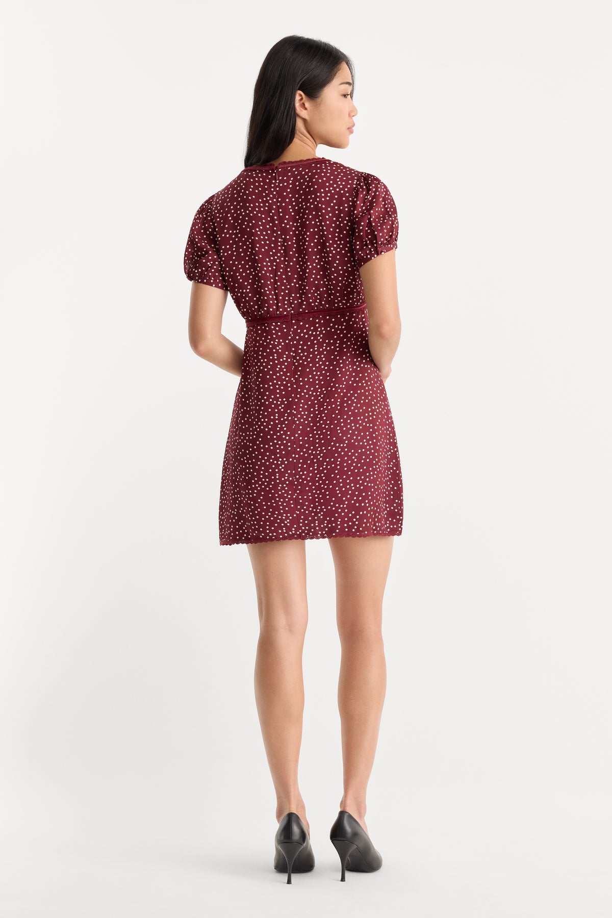 THE WOVEN V NECK DRESS | BERRY NOIR PRINT
